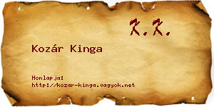 Kozár Kinga névjegykártya